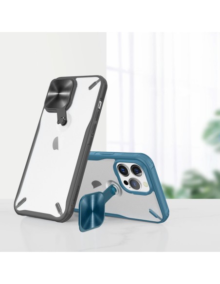Nillkin Cyclops Case patvarus dėklas su fotoaparato dangteliu ir sulankstomu stovu iPhone 13 Pro Max mėlynai Nillkin Cyclops Case patvarus dėklas su fotoaparato dangteliu ir sulankstomu stovu iPhone 13 Pro Max mėlynai