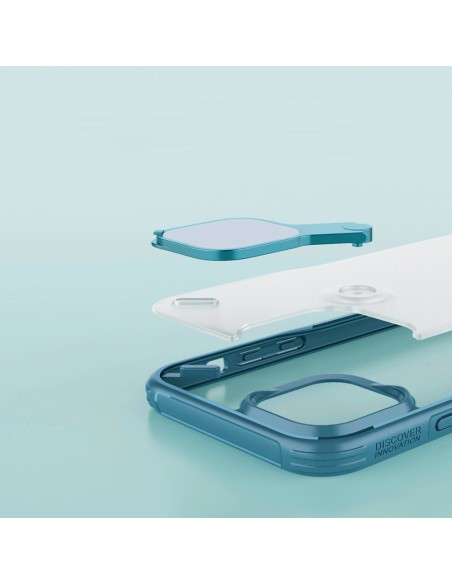 Nillkin Cyclops Case patvarus dėklas su fotoaparato dangteliu ir sulankstomu stovu iPhone 13 Pro Max mėlynai Nillkin Cyclops Case patvarus dėklas su fotoaparato dangteliu ir sulankstomu stovu iPhone 13 Pro Max mėlynai