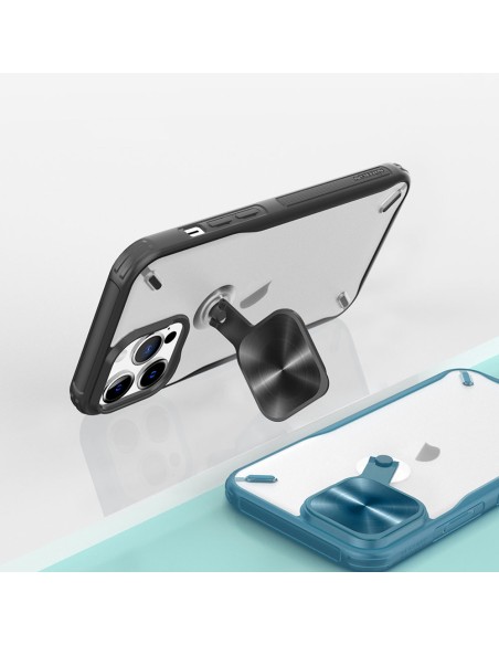 Nillkin Cyclops Case patvarus dėklas su fotoaparato dangteliu ir sulankstomu stovu iPhone 13 Pro Max mėlynai Nillkin Cyclops Case patvarus dėklas su fotoaparato dangteliu ir sulankstomu stovu iPhone 13 Pro Max mėlynai