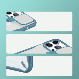 Nillkin Cyclops Case patvarus dėklas su fotoaparato dangteliu ir sulankstomu stovu iPhone 13 Pro Max mėlynai