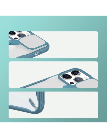 Nillkin Cyclops Case patvarus dėklas su fotoaparato dangteliu ir sulankstomu stovu iPhone 13 Pro Max mėlynai Nillkin Cyclops Case patvarus dėklas su fotoaparato dangteliu ir sulankstomu stovu iPhone 13 Pro Max mėlynai