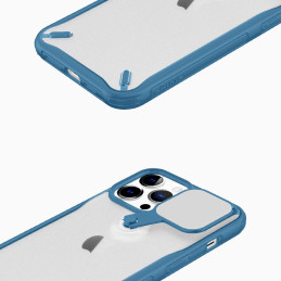 Nillkin Cyclops Case patvarus dėklas su fotoaparato dangteliu ir sulankstomu stovu iPhone 13 Pro Max mėlynai