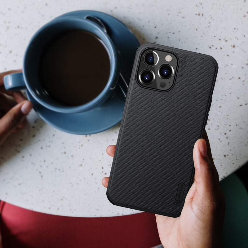 Nillkin Super Frosted Shield sustiprintas dėklas, dangtelis iPhone 13 Pro, juodas