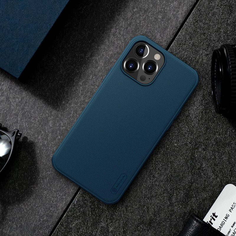 Nillkin Super Frosted Shield sustiprintas dėklas, dangtelis iPhone 13 Pro, mėlynas