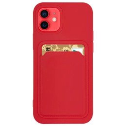 Kortelių dėklas, silikoninis piniginės dėklas su kišene kortelėms ir dokumentams, skirtas iPhone 12 Pro, raudonas