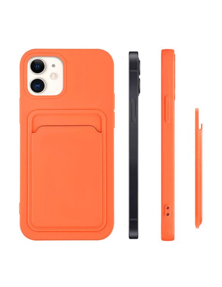 Kortelių dėklas, silikoninis piniginės dėklas su kišene kortelėms ir dokumentams, skirtas iPhone 12 Pro Max, raudonas