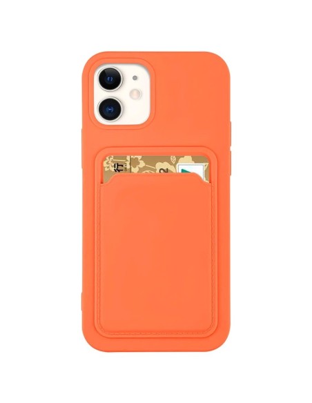 Kortelių dėklas, silikoninis piniginės dėklas su dokumentų kortelei skirta iPhone 12 Pro Max, oranžinė