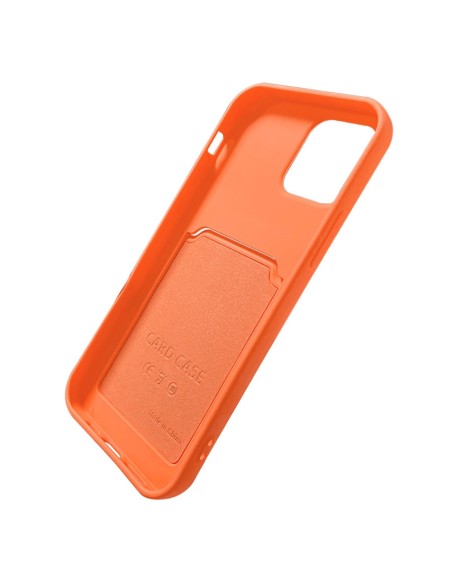 Kortelių dėklas, silikoninis piniginės dėklas su dokumentų kortelei skirta iPhone 12 Pro Max, oranžinė
