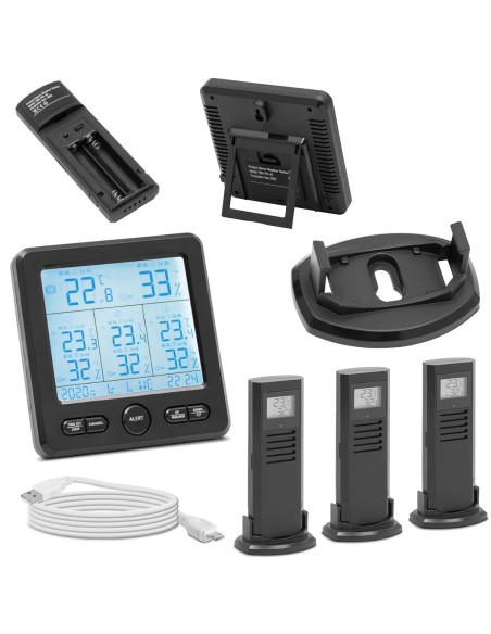 Belaidė oro stotis su LCD signalizacija 3 jutikliais Belaidė oro stotis su LCD signalizacija 3 jutikliais