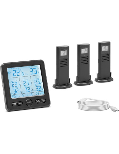 Belaidė oro stotis su LCD signalizacija 3 jutikliais Belaidė oro stotis su LCD signalizacija 3 jutikliais