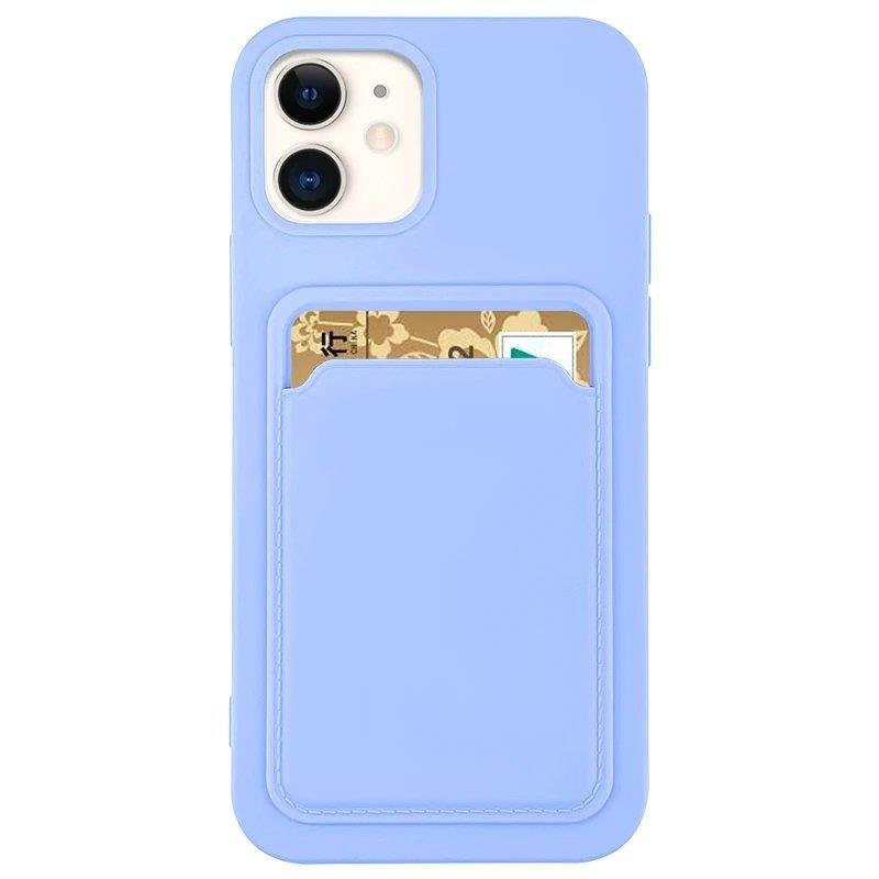 Card Case silikoninis piniginės dėklas su kortelių kišene ir dokumentais Samsung Galaxy A42 5G violetinė Card Case silikoninis piniginės dėklas su kortelių kišene ir dokumentais Samsung Galaxy A42 5G violetinė