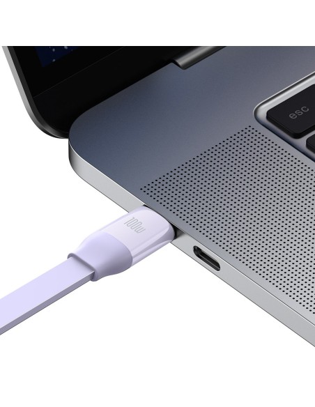 Ištraukiamas kabelis 3in1 USB-C microUSB + iPhone Lightning + USB-C 3.5A 1.1m violetinė Ištraukiamas kabelis 3in1 USB-C microUSB + iPhone Lightning + USB-C 3.5A 1.1m violetinė