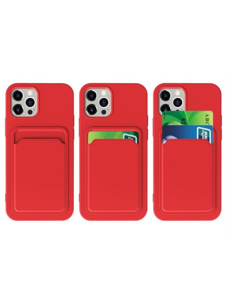 Card Case silikoninis piniginės dėklas su kišene kortelėms ir dokumentams Samsung Galaxy A72 4G tamsiai mėlyna