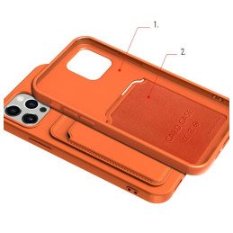 Card Case silikoninis piniginės dėklas su dokumentų kortelei skirta Samsung Galaxy A12 juoda