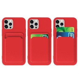 Card Case silikoninis piniginės dėklas su dokumentų kortelei skirta Samsung Galaxy A12 juoda