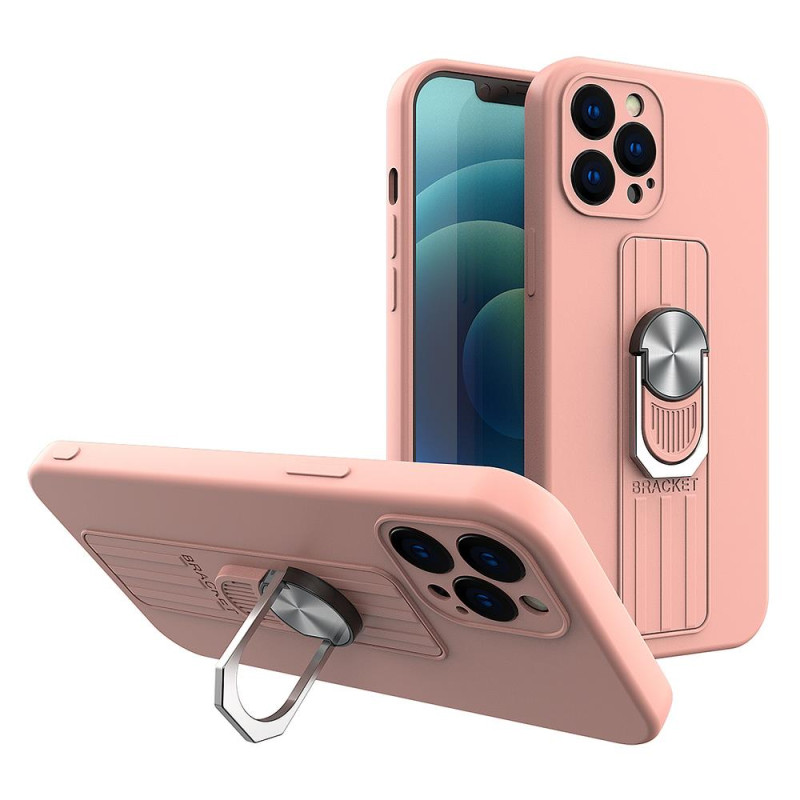 Ring Case silikoninis dėklas su pirštų laikikliu ir stovu iPhone 11 Pro Max rožiniam Ring Case silikoninis dėklas su pirštų laikikliu ir stovu iPhone 11 Pro Max rožiniam