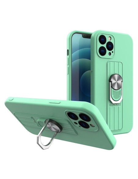Ring Case silikoninis dėklas su pirštų laikikliu ir stovu iPhone 13 mini mint