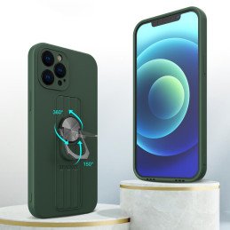 Ring Case silikoninis dėklas su pirštų laikikliu ir stovu iPhone 13 Pro, tamsiai mėlynas