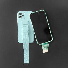 Virvės dėklas gelio dėklas su dirželiu grandinės rankinė dirželis iPhone 11 Pro juodas