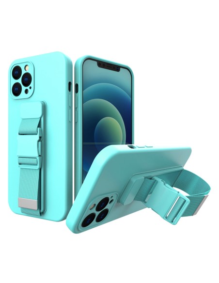 Virvės dėklas gelio dėklas su dirželiu grandinės rankinė dirželis iPhone 11 Pro šviesiai mėlynas