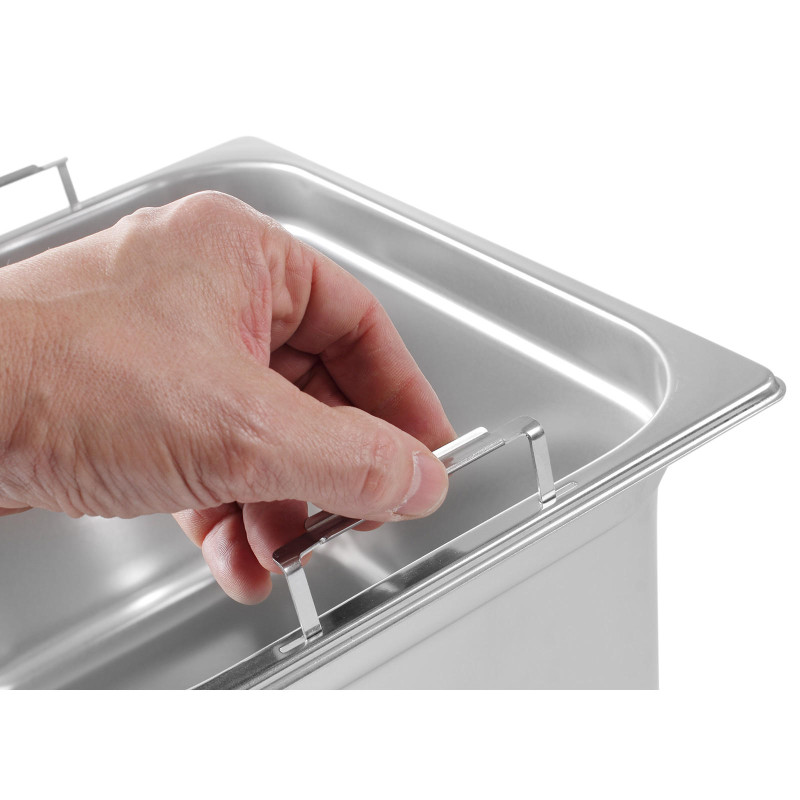 GN konteineris su ištraukiamomis rankenomis iš nerūdijančio plieno GN2/3 354x325mm aukštis 200mm - Hendi 803301