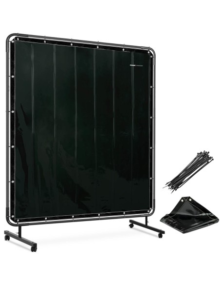Apsauginė ekrano suvirinimo uždanga su rėmu ant ratukų 174 x 174 cm - juoda Apsauginė ekrano suvirinimo uždanga su rėmu ant ratukų 174 x 174 cm - juoda