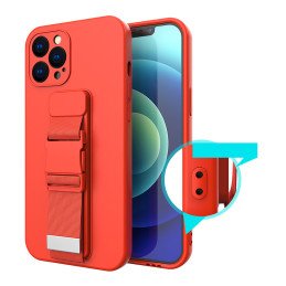 Virvės dėklas, gelio dėklas su virvele, grandinėle, rankinės dirželiu iPhone 12 Pro Max violetinė