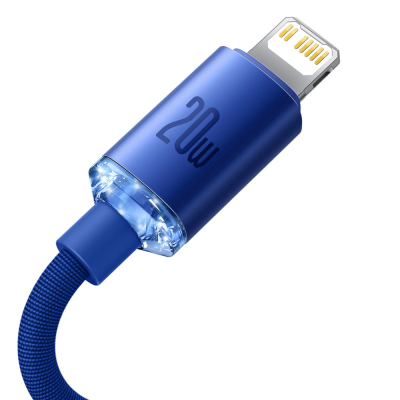 Kabelio laidas greitam įkrovimui ir duomenų perdavimui USB-C iPhone Lightning 20W 1,2m mėlynas
