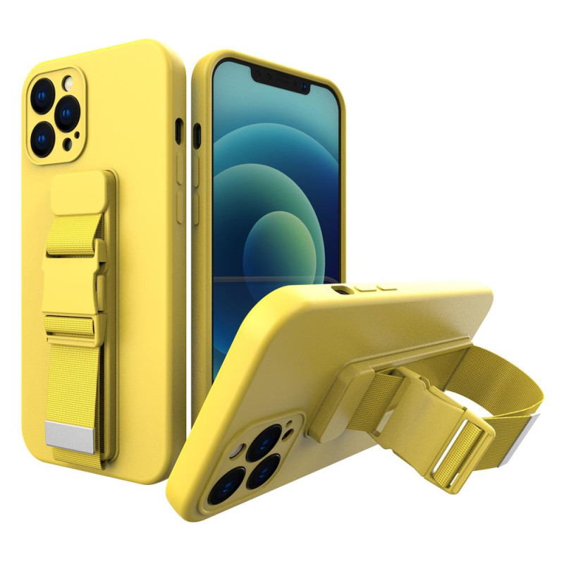 Virvės dėklas, gelio dėklas su virvele, grandinėle, piniginė, iPhone 13 mini geltona