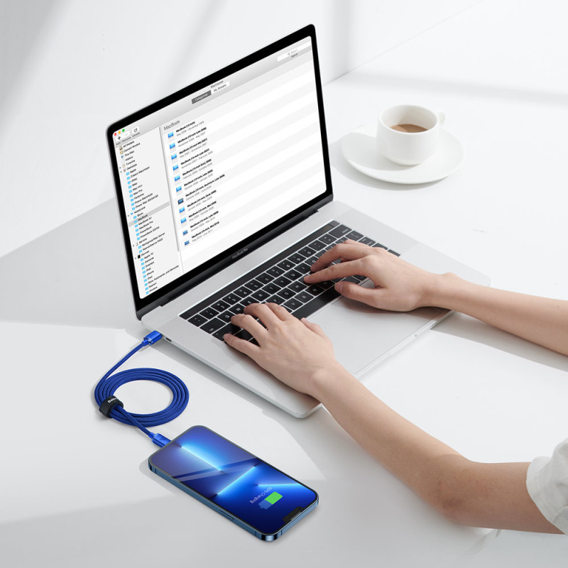 Kabelio laidas greitam įkrovimui ir duomenų perdavimui USB-C iPhone Lightning 20W 1,2m mėlynas