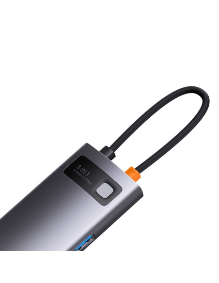 StarJoy HUB 8in1 USB-C 3xUSB HDMI RJ45 SD ir TF PD kortelių skaitytuvas pilkas StarJoy HUB 8in1 USB-C 3xUSB HDMI RJ45 SD ir TF PD kortelių skaitytuvas pilkas