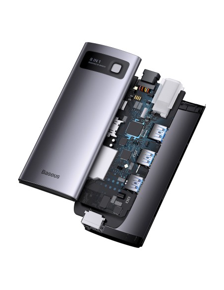 StarJoy HUB 8in1 USB-C 3xUSB HDMI RJ45 SD ir TF PD kortelių skaitytuvas pilkas StarJoy HUB 8in1 USB-C 3xUSB HDMI RJ45 SD ir TF PD kortelių skaitytuvas pilkas