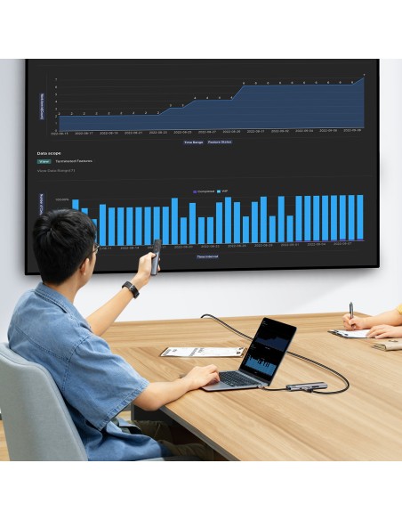 StarJoy HUB 8in1 USB-C 3xUSB HDMI RJ45 SD ir TF PD kortelių skaitytuvas pilkas StarJoy HUB 8in1 USB-C 3xUSB HDMI RJ45 SD ir TF PD kortelių skaitytuvas pilkas