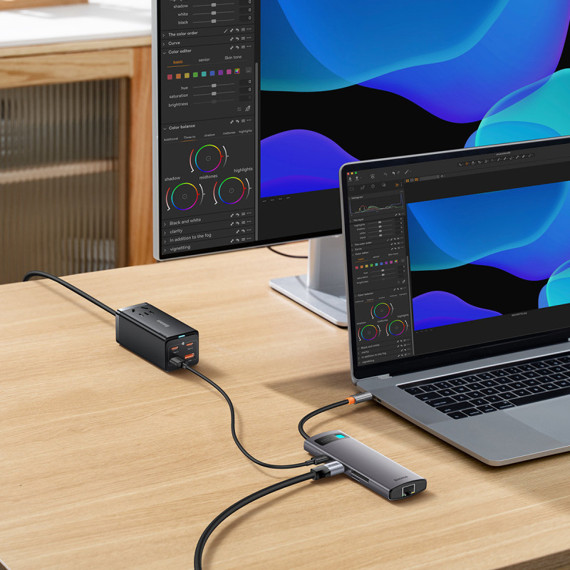 StarJoy HUB 8in1 USB-C 3xUSB HDMI RJ45 SD ir TF PD kortelių skaitytuvas pilkas