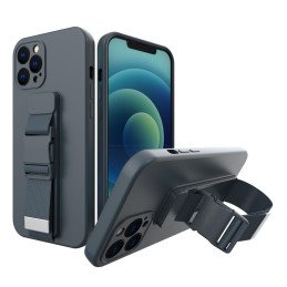 Virvės dėklas, gelio dėklas su virvele, grandinėle, piniginė, dirželiu iPhone 13 Pro tamsiai mėlyna