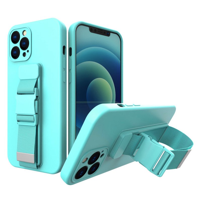 Virvės dėklas gelio dėklas su dirželiu grandinės rankinė dirželis iPhone 13 Pro šviesiai mėlynas Virvės dėklas gelio dėklas su dirželiu grandinės rankinė dirželis iPhone 13 Pro šviesiai mėlynas
