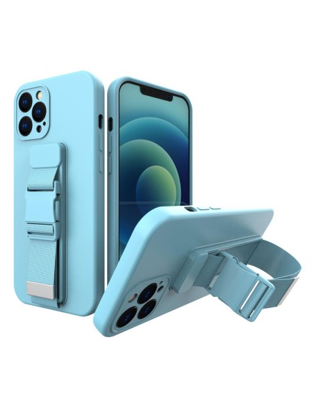 Virvės dėklas gelio dėklas su dirželiu grandinės rankinės dirželis iPhone 13 Pro Max mėlynas Virvės dėklas gelio dėklas su dirželiu grandinės rankinės dirželis iPhone 13 Pro Max mėlynas