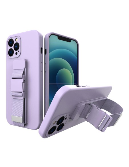 Virvės dėklas gelio dėklas su dirželiu grandinės rankinė diržas iPhone 13 Pro Max violetinė