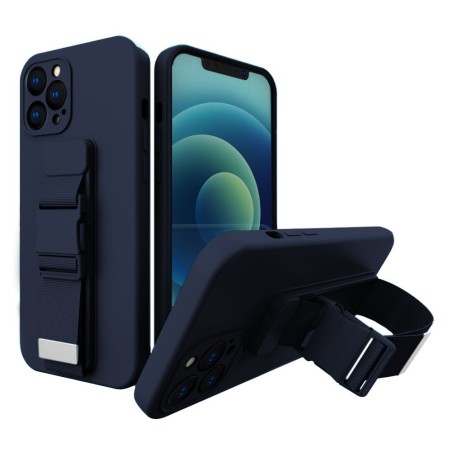 Virvės dėklas gelio dėklas su dirželiu grandinės rankinės diržas Samsung Galaxy A21S mėlynas Virvės dėklas gelio dėklas su dirželiu grandinės rankinės diržas Samsung Galaxy A21S mėlynas