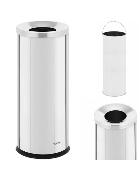 Miesto lauko šiukšlių dėžė, apvali sk. 250 x 610 mm PLIENAS sidabras