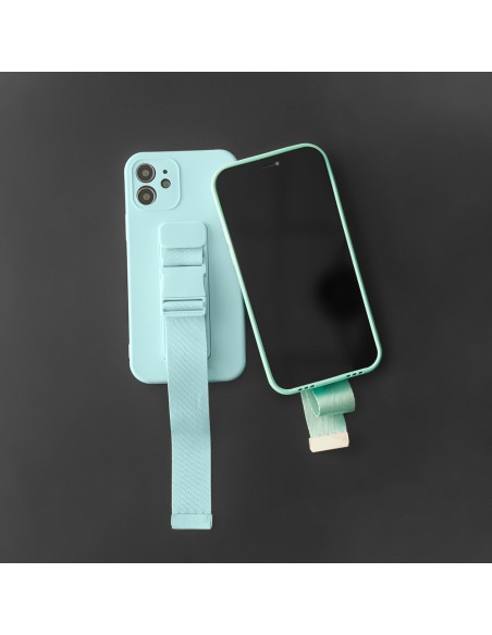 Virvės dėklas gelio dėklas su dirželiu grandinės rankinės diržas Samsung Galaxy A42 5G tamsiai žalias