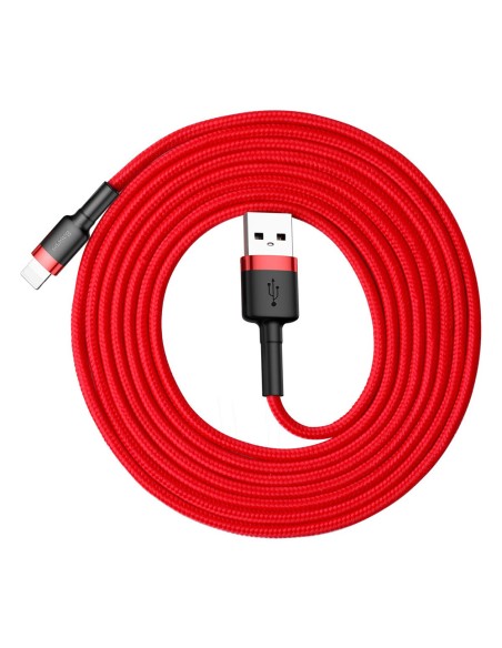 Patvarus lankstus laidas USB laidas Iphone Lightning QC3.0 1.5A 2M raudonas