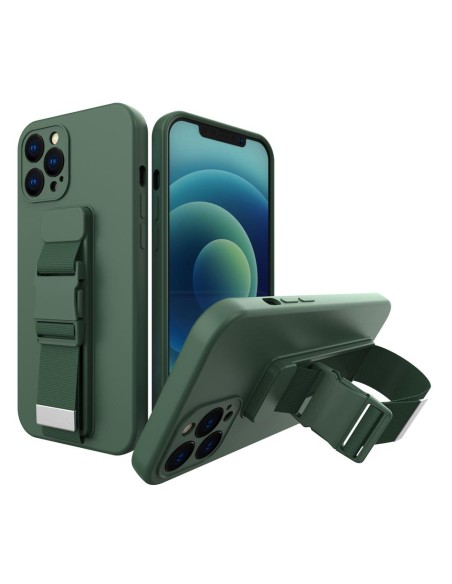 Virvės dėklas Gelinis dėklas su dirželiu Grandininė piniginė, skirta Samsung Galaxy S21 Ultra 5G Tamsiai žalia