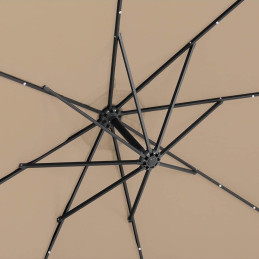 Sodo skėtis ant rankos, apvalus pakreipiamas su LED apšvietimu, sk. 300 cm pilkai rudos spalvos