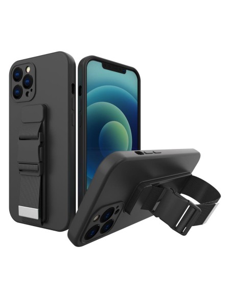 Virvės dėklas gelio dėklas su dirželiu grandinės rankinės dirželis Xiaomi Redmi 9 juodas