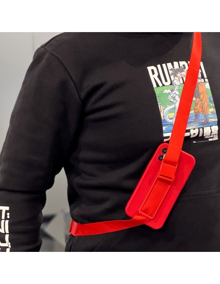 Virvės dėklas gelio dėklas su dirželiu grandinės rankinės dirželis Xiaomi Redmi 9 raudonas