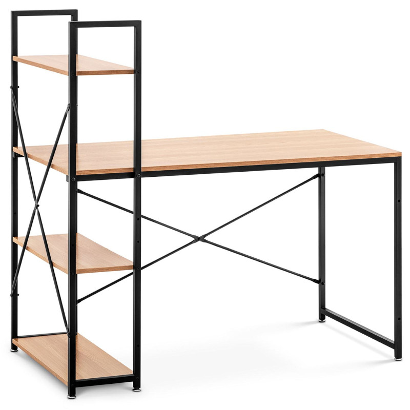 Pramoninis loft kompiuterio stalas su lentynomis namų biurui 120x60 cm