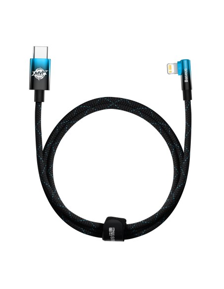 Kampinis maitinimo laidas su šoniniu USB-C kištuku Iphone Lightning 1m 20W mėlynas Kampinis maitinimo laidas su šoniniu USB-C kištuku Iphone Lightning 1m 20W mėlynas