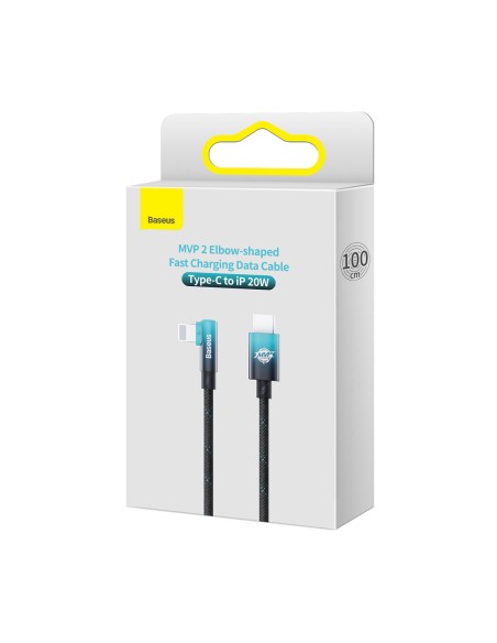 Kampinis maitinimo laidas su šoniniu USB-C kištuku Iphone Lightning 1m 20W mėlynas Kampinis maitinimo laidas su šoniniu USB-C kištuku Iphone Lightning 1m 20W mėlynas