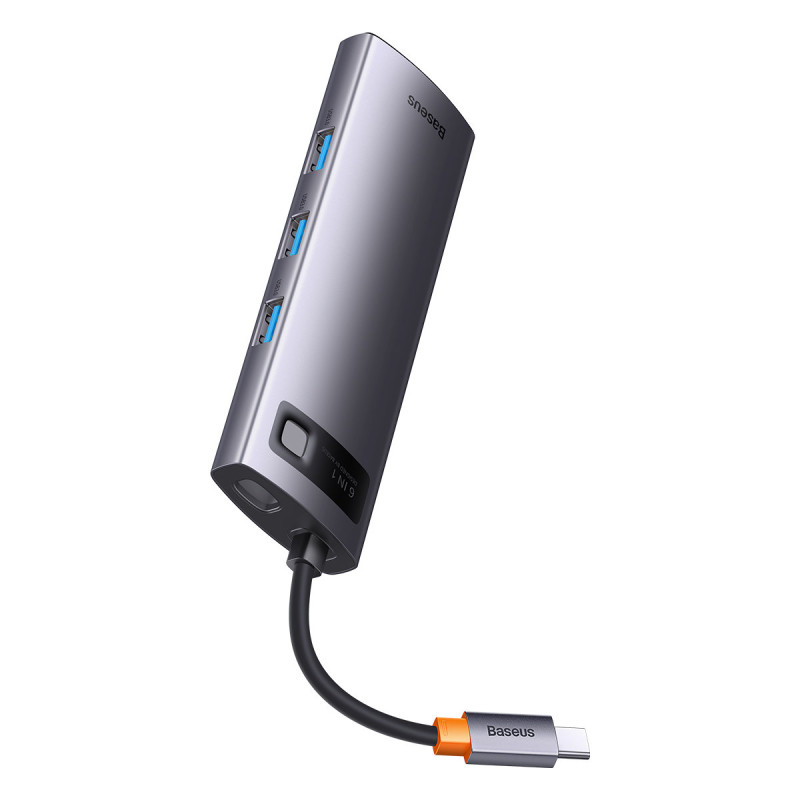 StarJoy HUB 6in1 USB-C 3xUSB HDMI RJ45 PD pilka